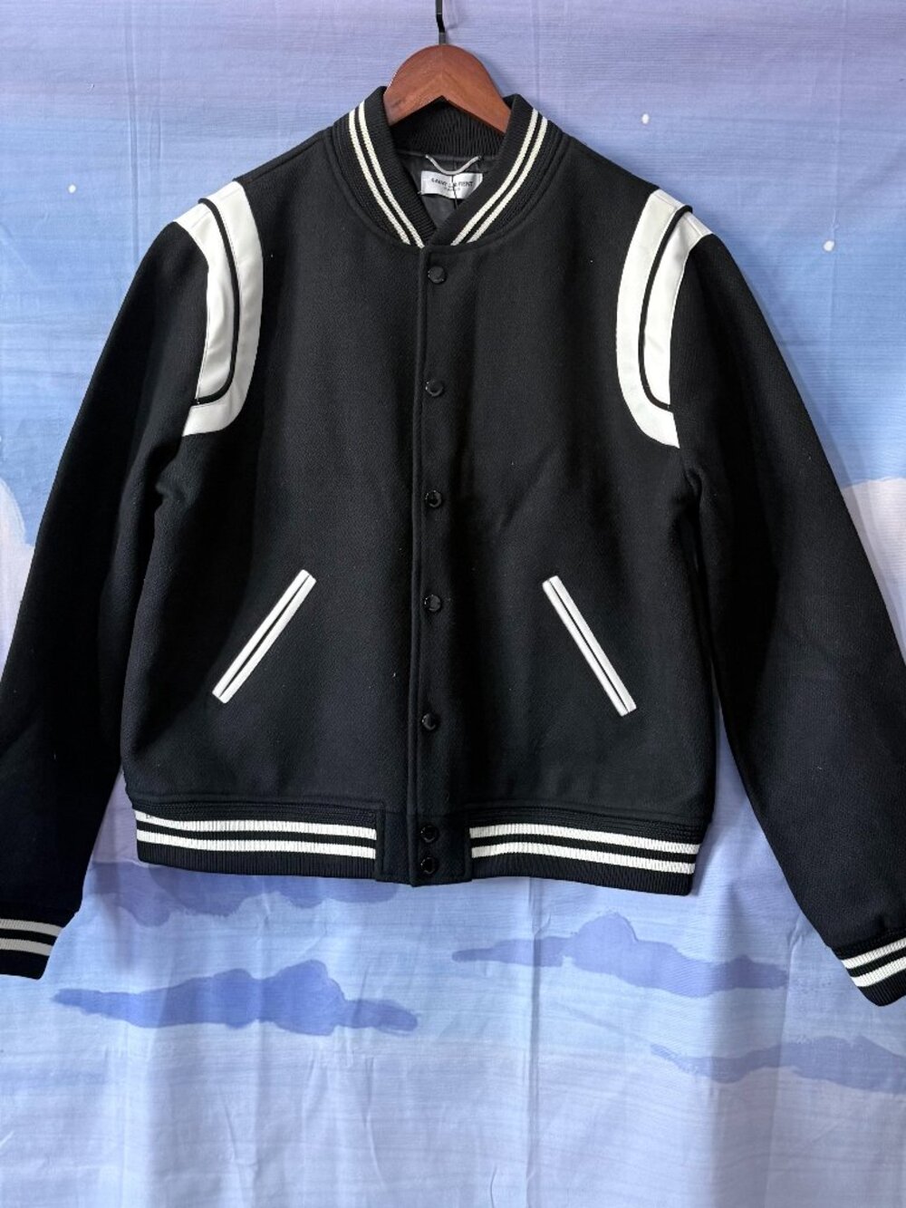 Saint Laurent Black and White Baseball Jacket